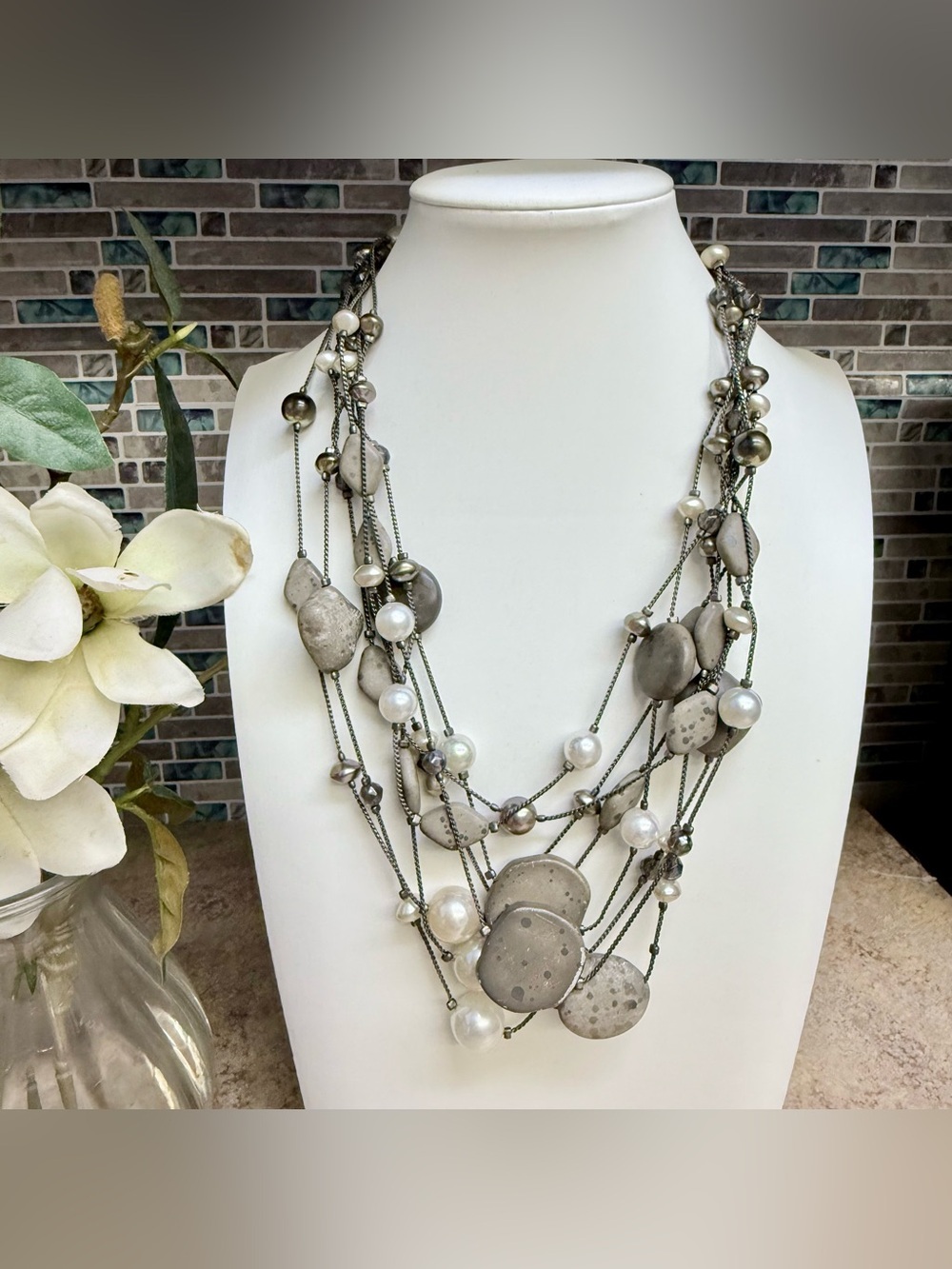 Vintage Chico’s gray layered necklace